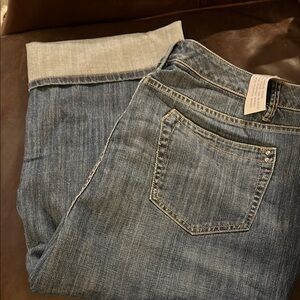 Stylish Blue Denim Jeans cuffed crops